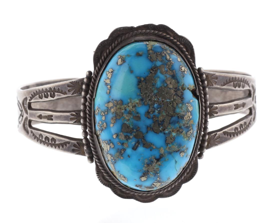 Sterling Silver Genuine Turquoise Vintage Old Pawn Fred (1 of 3)