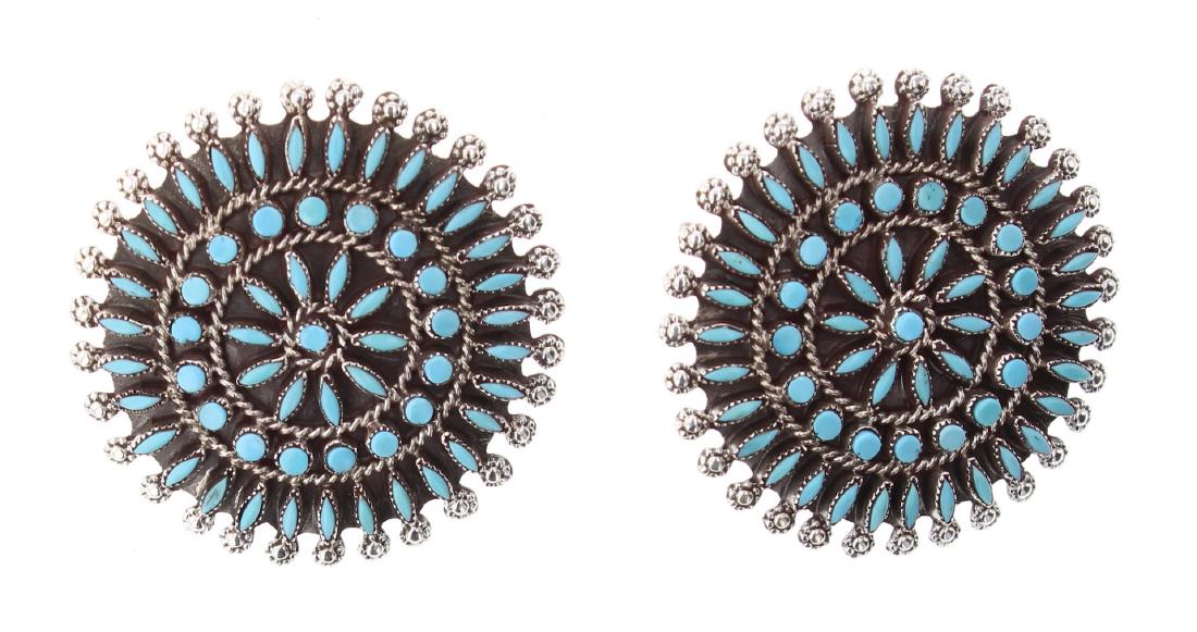 Vintage Needlepoint Turquoise Earrings (1 of 2)