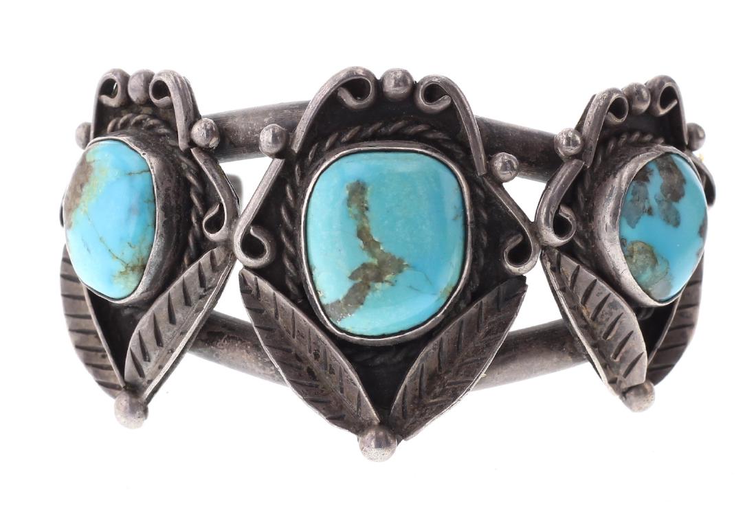 Vintage Old Pawn Turquoise Leaf Bracelet (1 of 3)