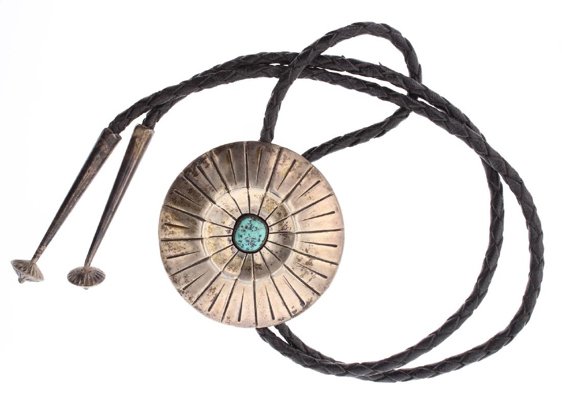 Vintage Turquoise Shadow Box Bolo Tie (1 of 2)