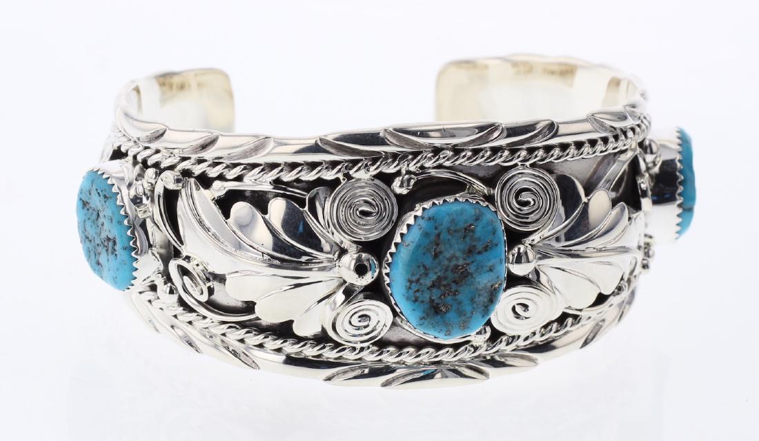 Contemporary Kingman Nugget Turquoise Leaf Bracelet (1 of 3)