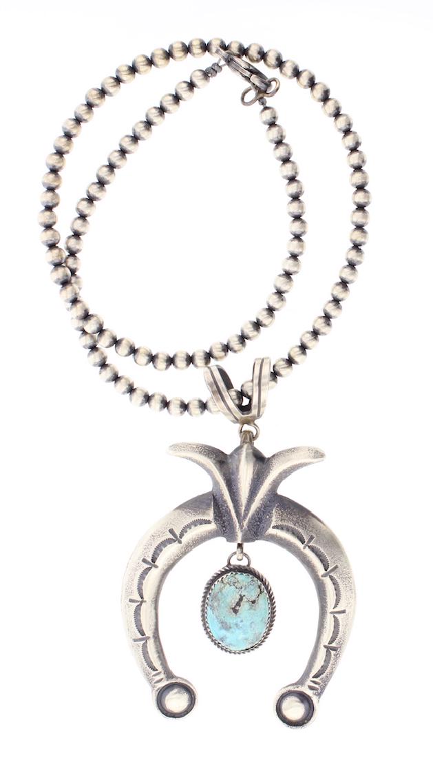 Single Strand Beads Necklace & Sand Cast NaJa Pendant (1 of 2)