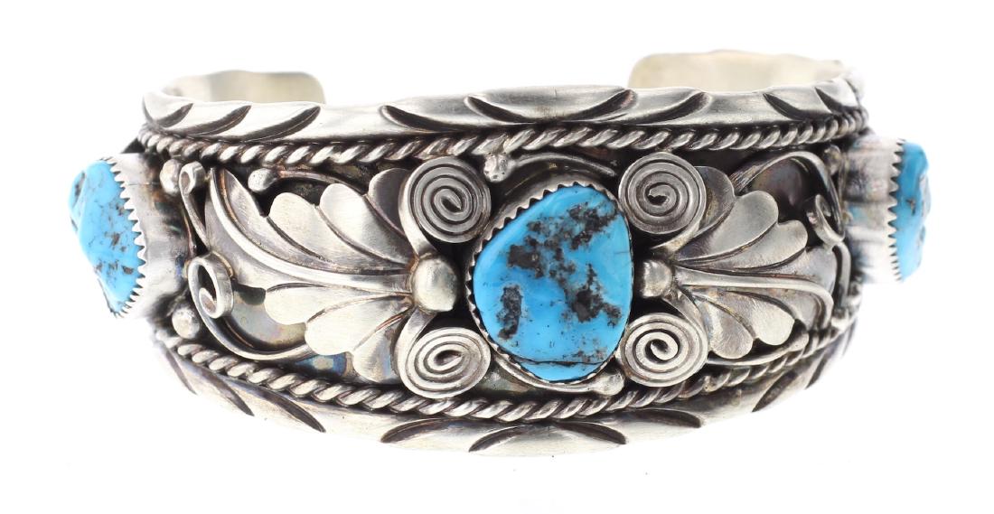Contemporary Kingman Nugget Turquoise Leaf Bracelet (1 of 4)