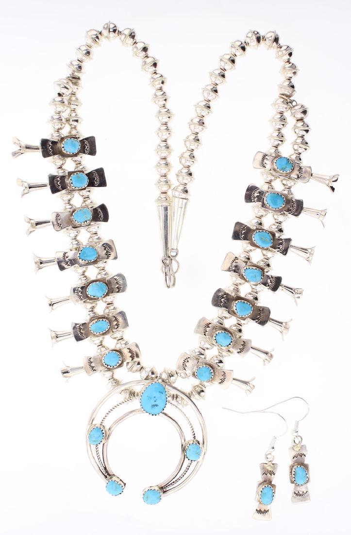 Contemporary Turquoise Squash Blossom Necklace & (1 of 2)