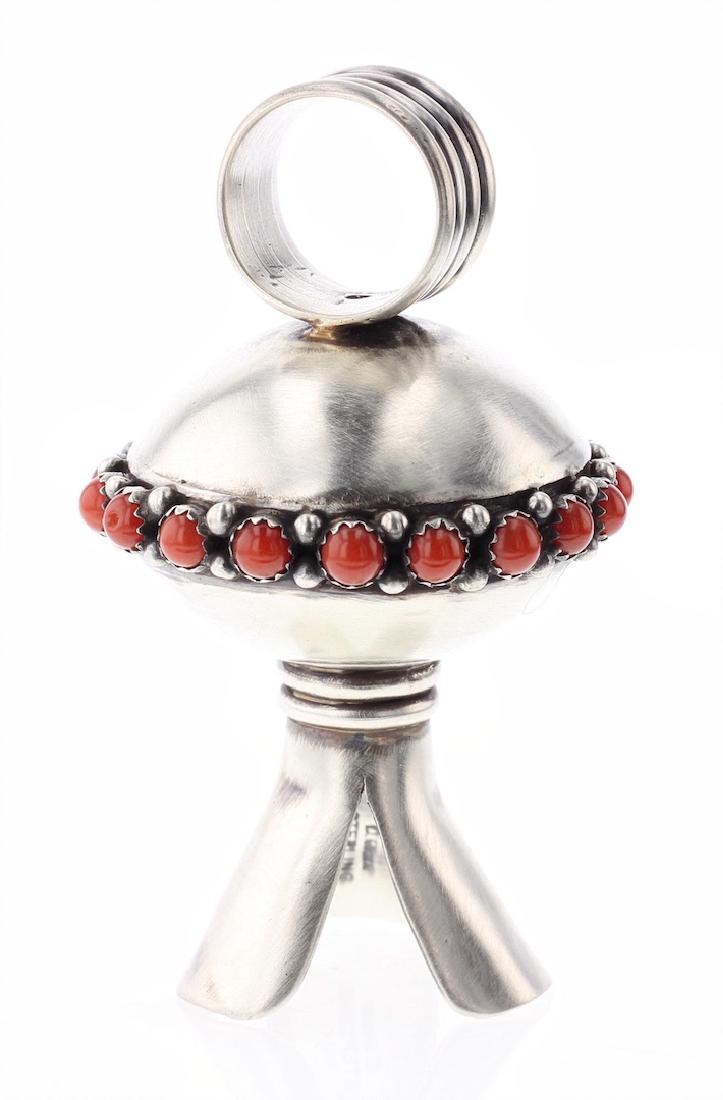 Ox Blood Coral Contemporary Blossom Pendant (1 of 3)