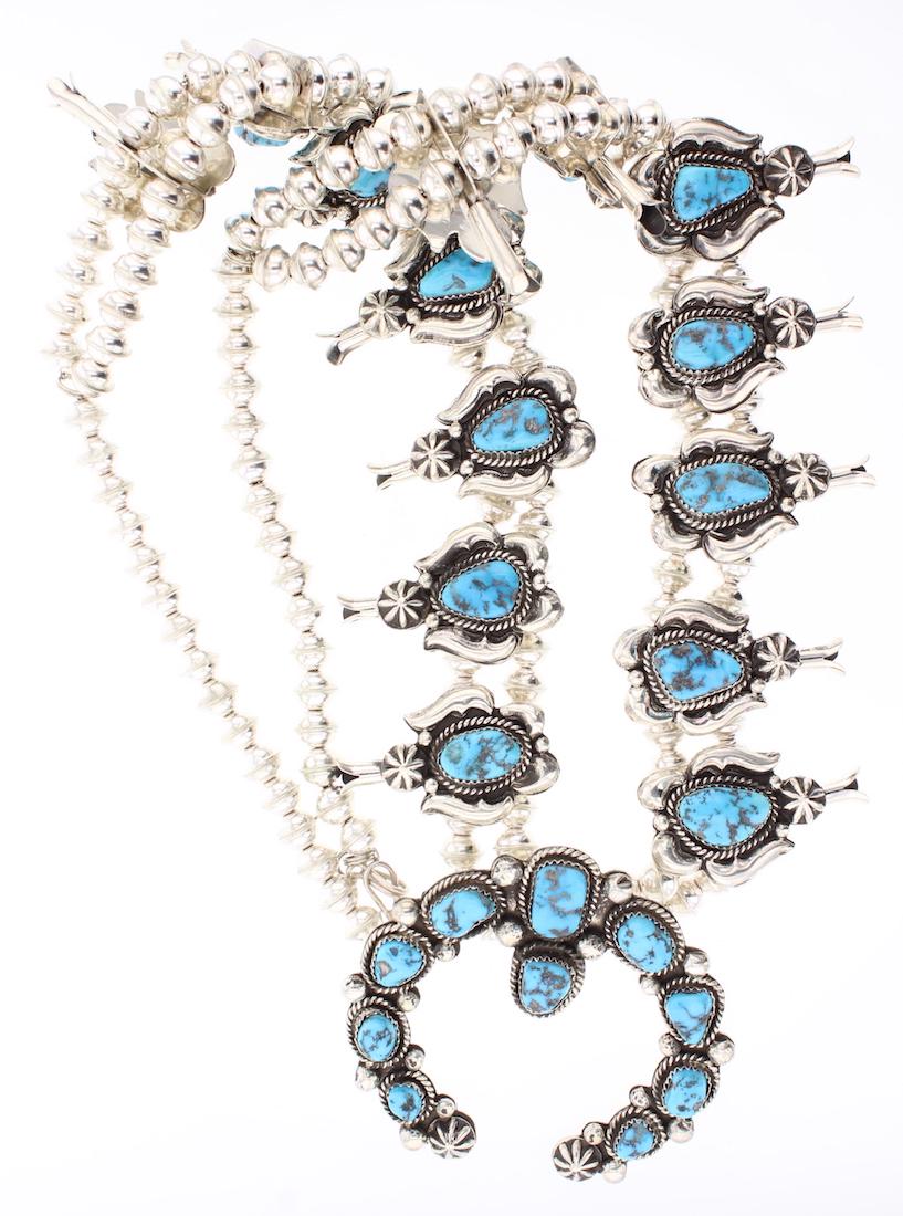 Kingman Turquoise Squash Blossom Necklace (1 of 2)