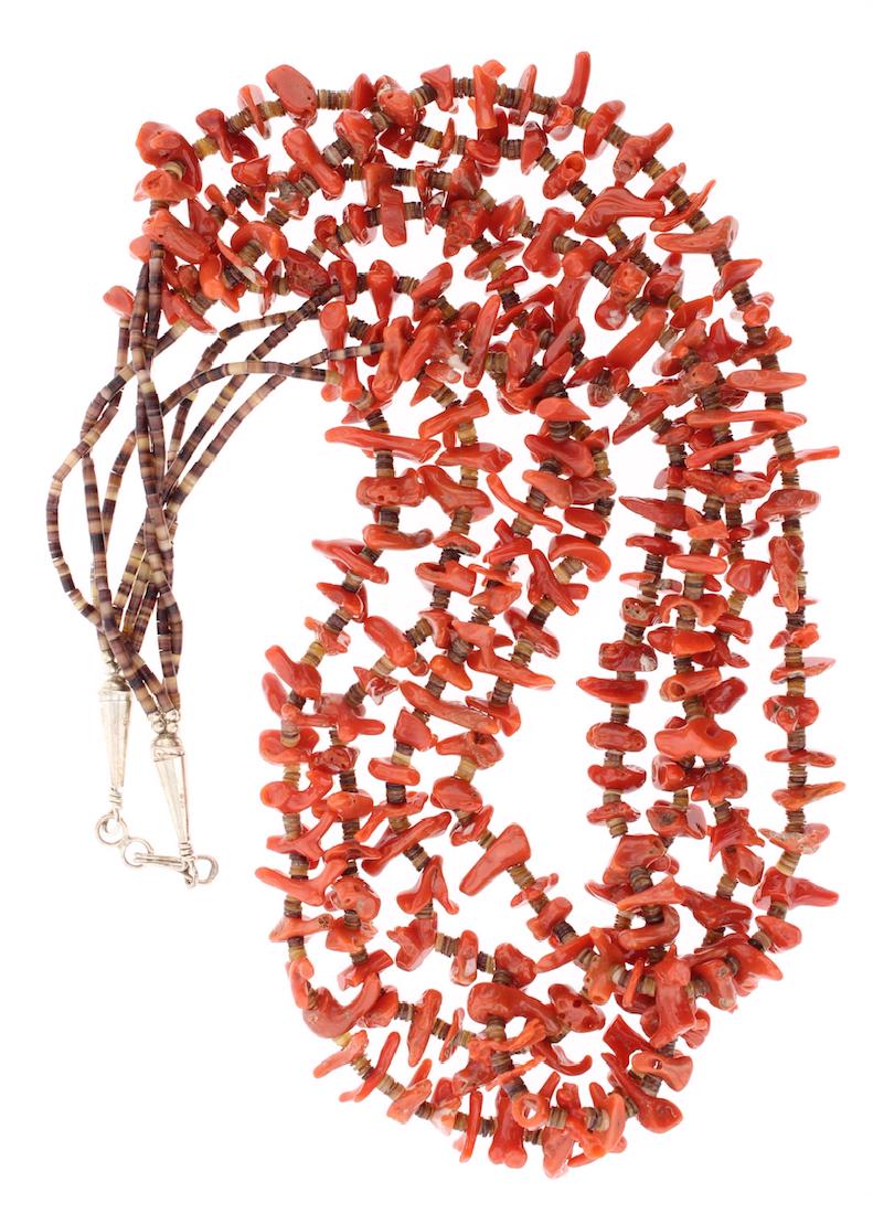 Coral Vintage 4 Strand Heishi Necklace (1 of 2)