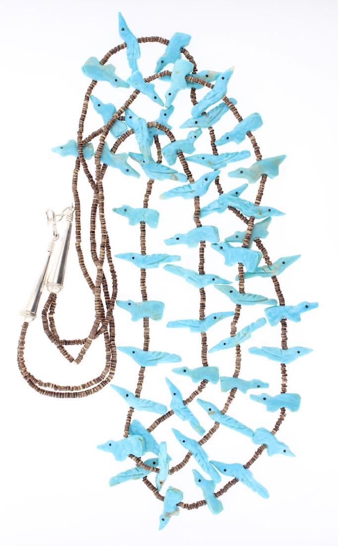 Vintage Turquoise & Heishi Bear & Bird Fetish Necklace (1 of 2)