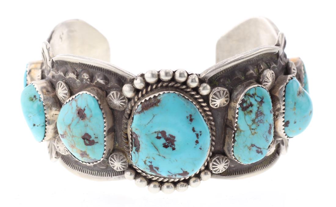 Turquoise Vintage Heavy Stamp Bracelet (1 of 3)