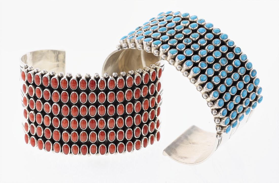 Turquoise & Coral 6 Row Masterpiece Bracelet Set of 2 (1 of 4)