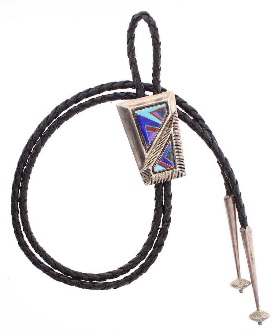 Multi Stone Vintage Inlay Bolo Tie (1 of 2)