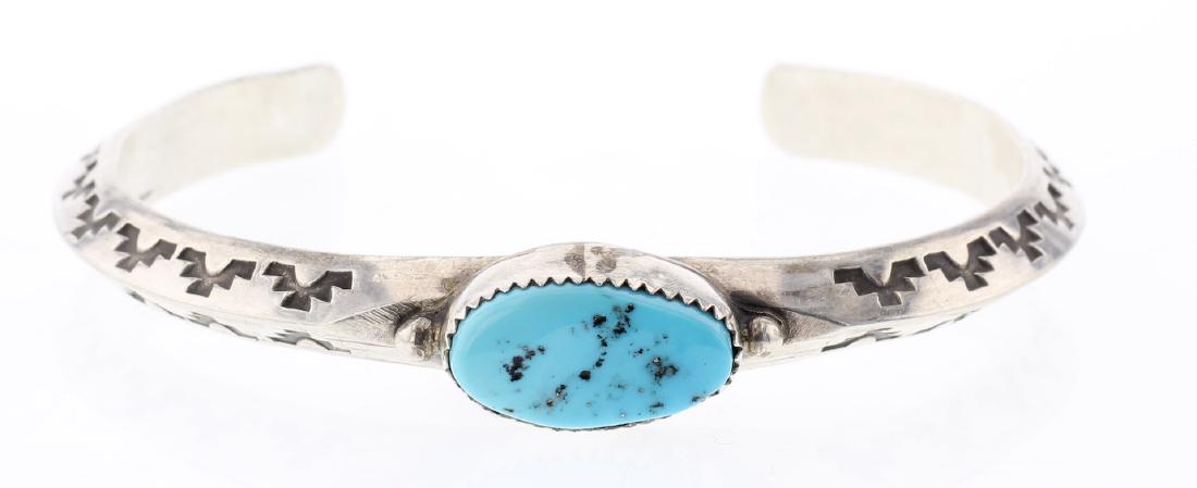 S. Tolth Aztec Stamp Vintage Turquoise Bracelet (1 of 3)