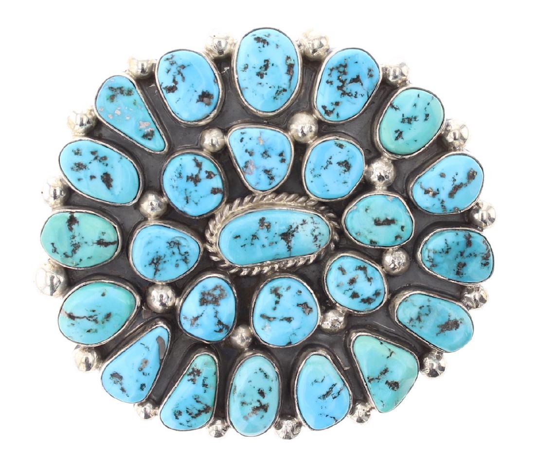 Chris Tom Vintage Kingman Nugget Turquoise Cluster Pin (1 of 2)