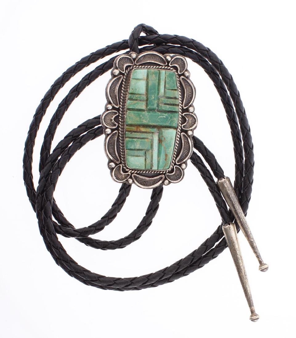 R. Boyd Vintage Cobblestone Inlay Turquoise Bolo Tie (1 of 2)