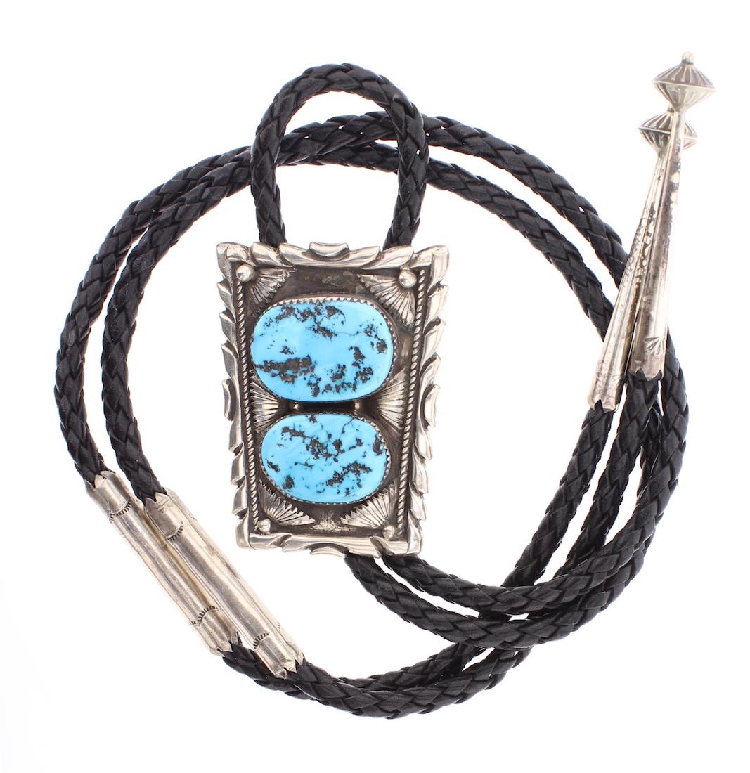 Vintage Old Pawn Turquoise Bolo Tie (1 of 2)