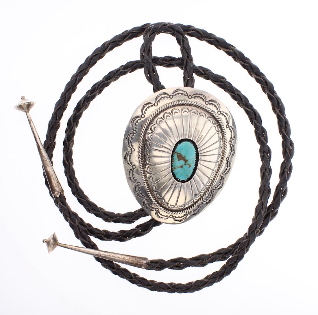 Vintage Turquoise Shadow Box Bolo Tie (1 of 2)