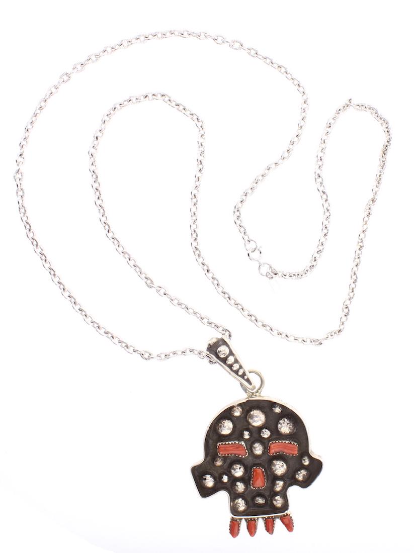 Clifford Lewis Coral Skull Pendant (1 of 2)