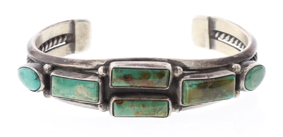 Vera J Turquoise Vintage Rectangle Stone Bracelet (1 of 3)