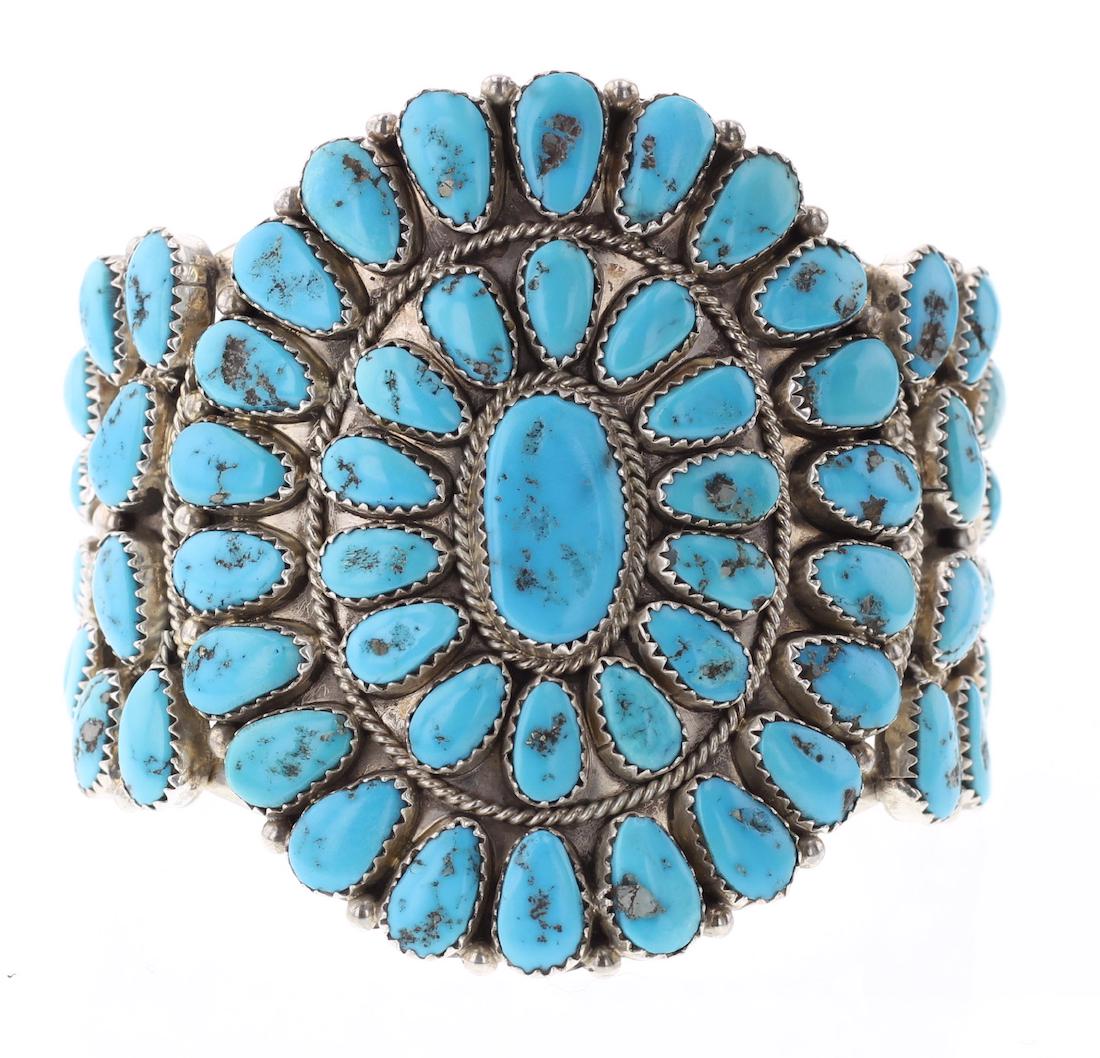 JMW Vintage Kingman Nugget Turquoise Cluster Bracelet (1 of 3)