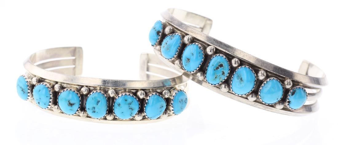 Kingman Nugget Turquoise Row Bracelet Set of 2 (1 of 3)