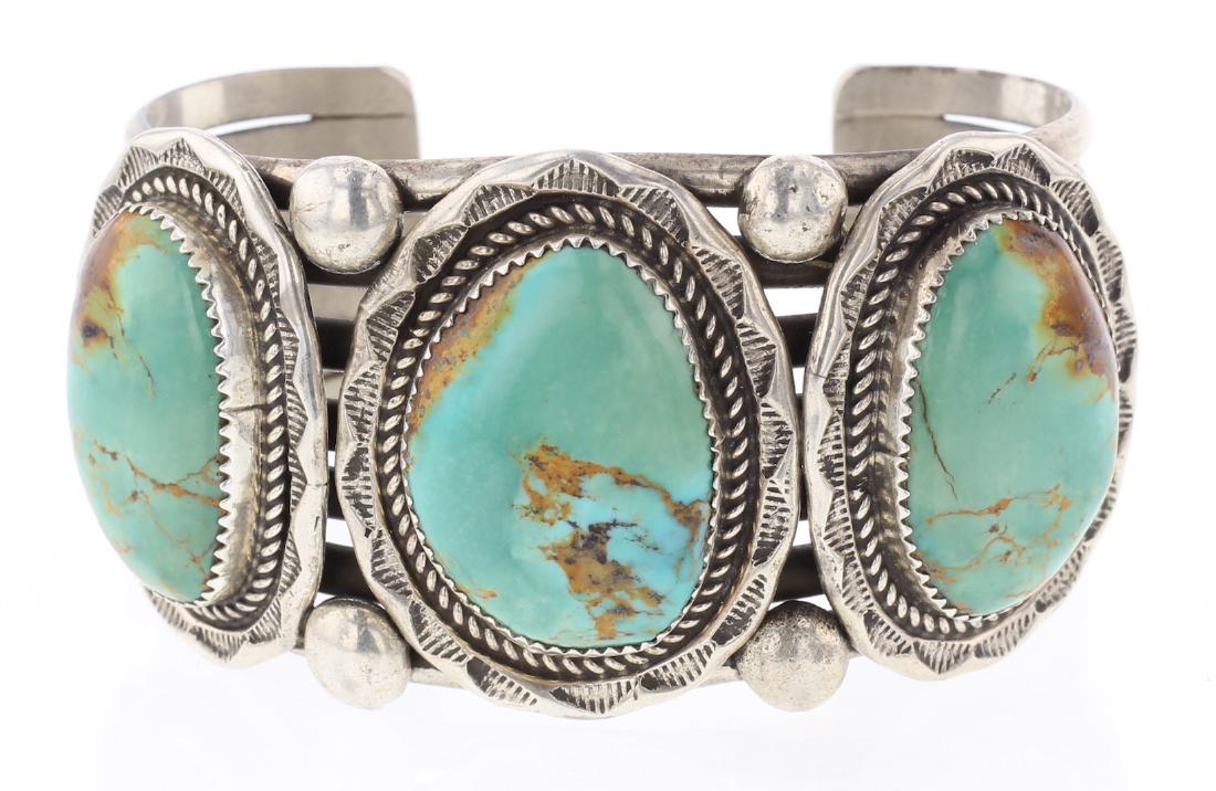 Vintage Turquoise Large Stone Masterpiece Bracelet (1 of 3)