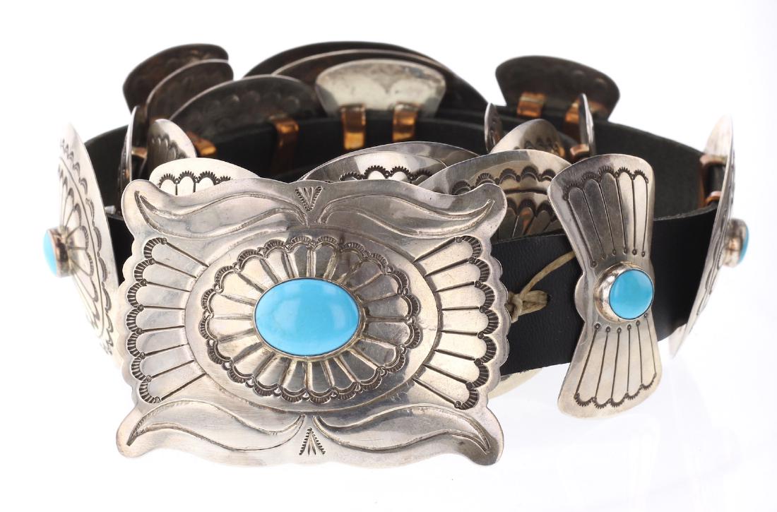 Vintage Block Turquoise Concho Belt (1 of 3)