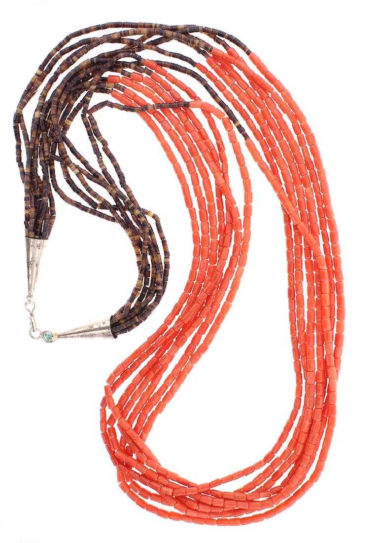 Vintage Coral Heishi Multi Strand Necklace (1 of 2)
