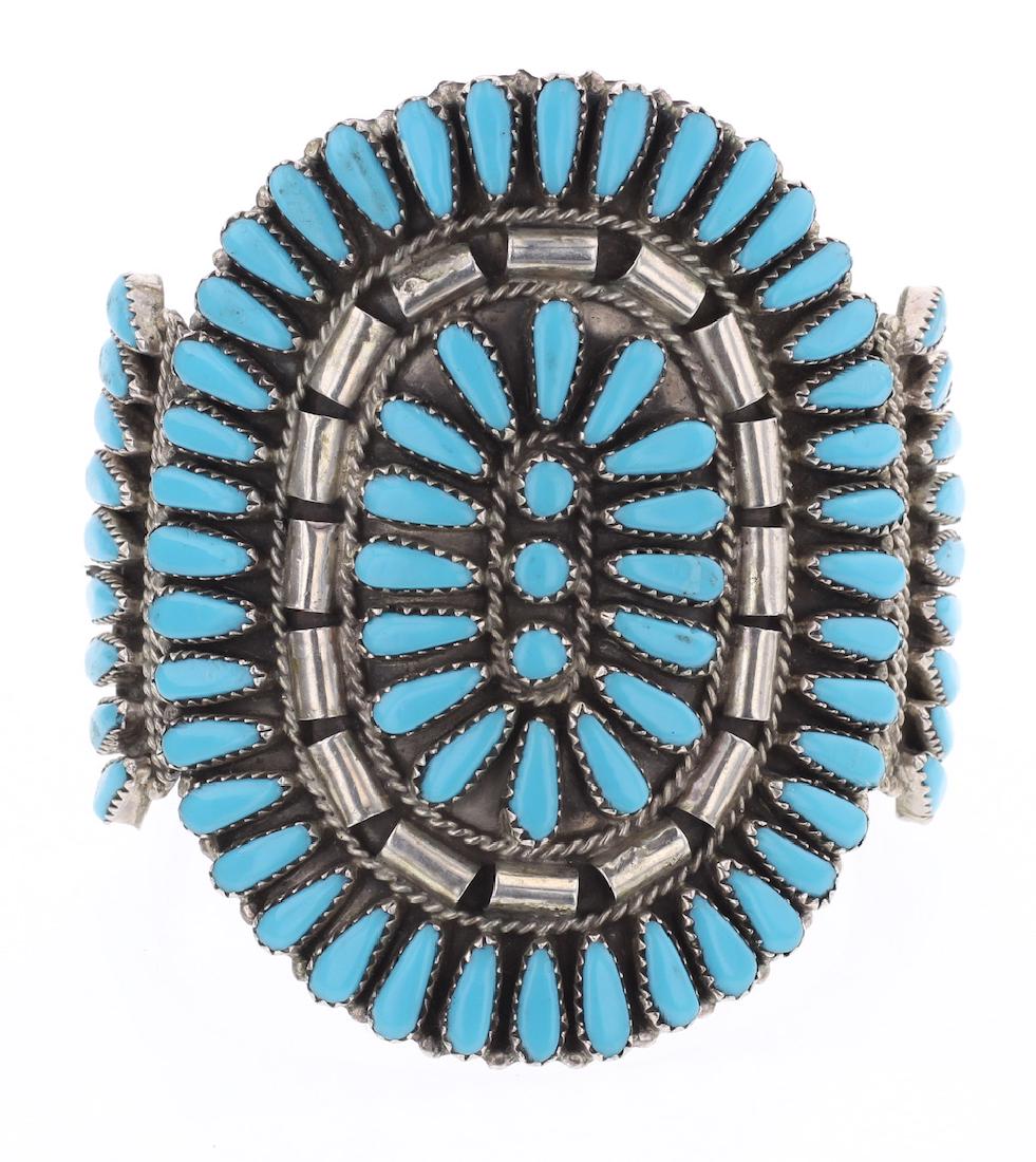 Vintage Block Turquoise Cluster Bracelet (1 of 3)