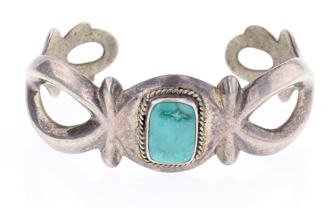 Vintage Turquoise Sand Cast Bracelet (1 of 3)