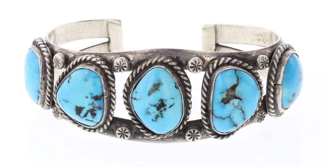 Sleeping Beauty Nugget Turquoise Vintage Row Bracelet (1 of 3)