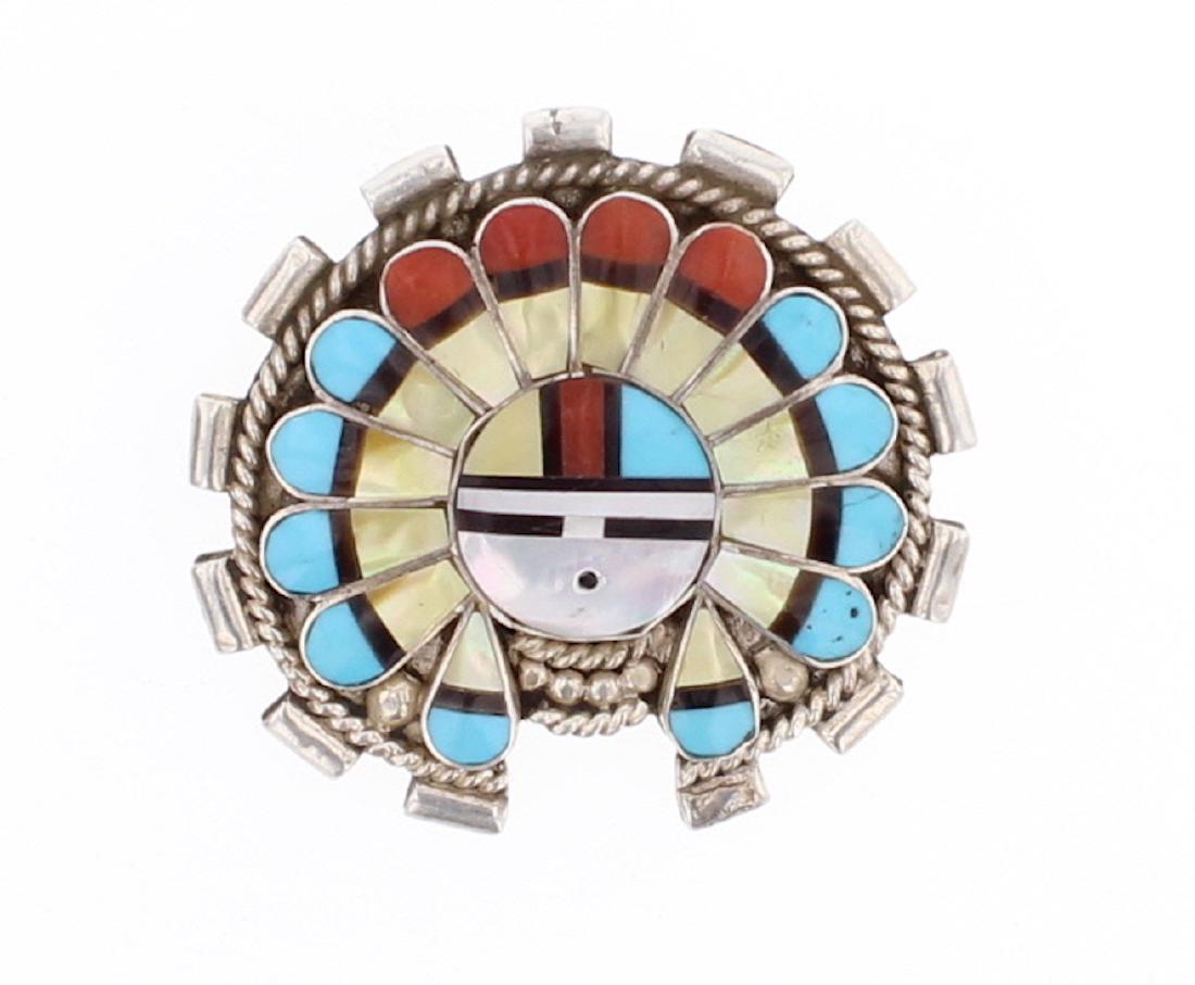 Multi Stone Vintage Zuni Inlay Pin (1 of 2)