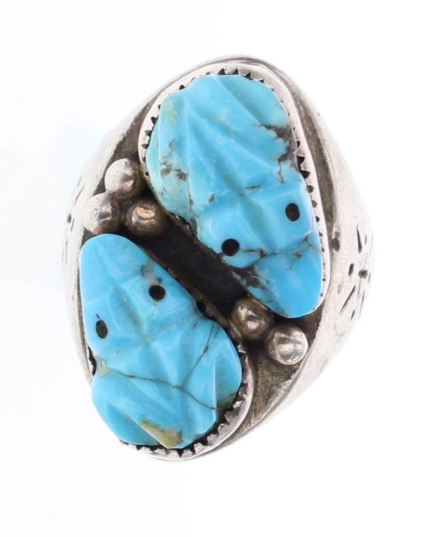 Old Pawn Turquoise Frog Fetish Ring (1 of 3)