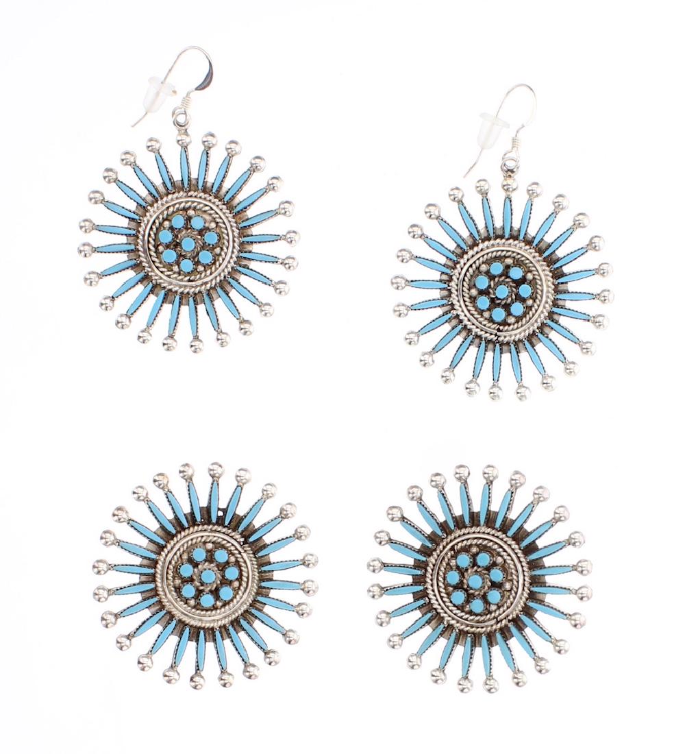 Turquoise Needlepoint Earrings Set (1 of 2)