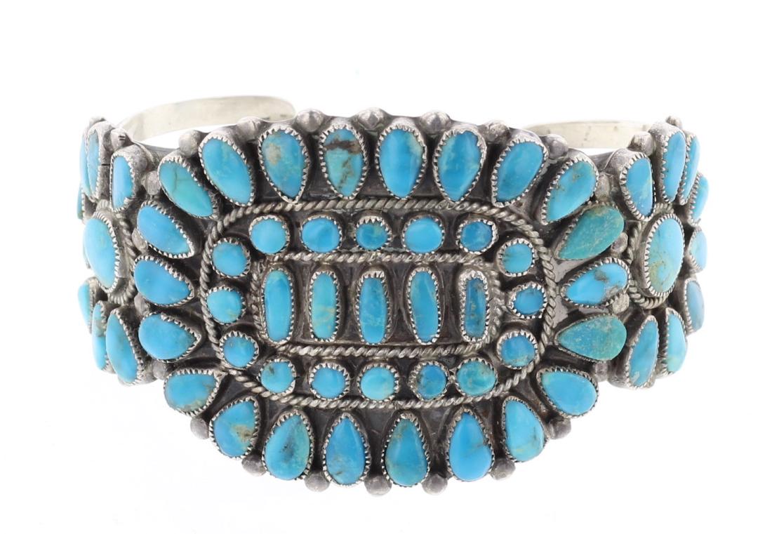 J.M Begay Old Pawn Cluster Cuff Bracelet (1 of 3)
