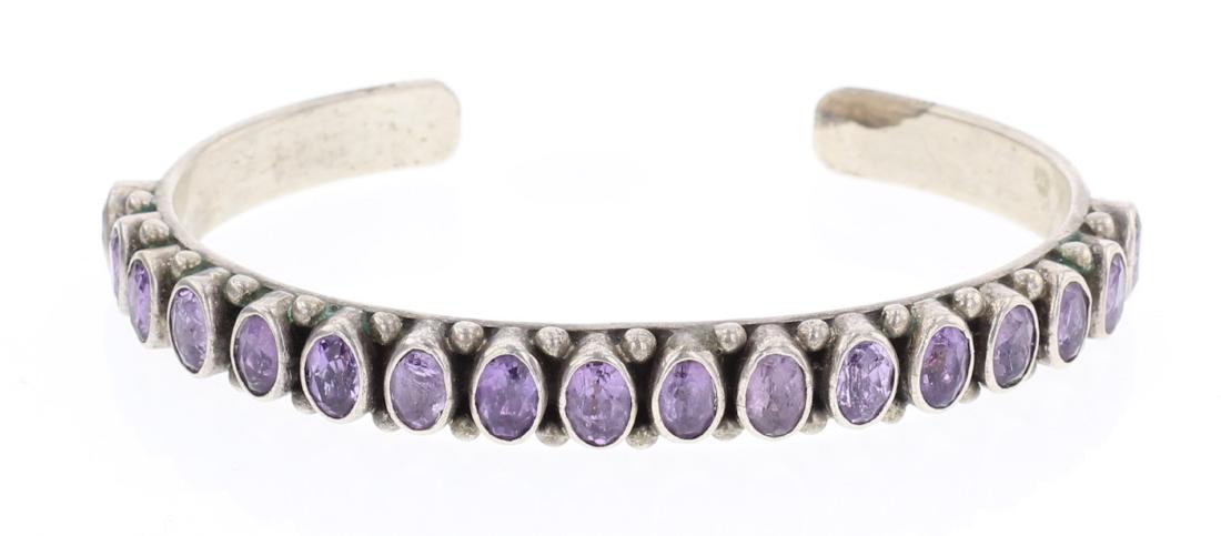 Vintage Amethyst Row Cuff Bracelet (1 of 3)