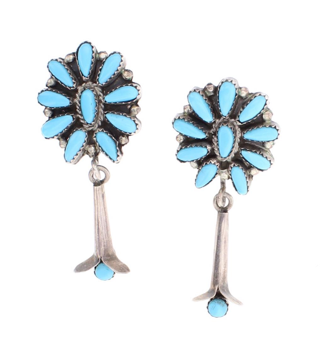 P Jones Vintage Turquoise Cluster Blossom Earrings (1 of 2)