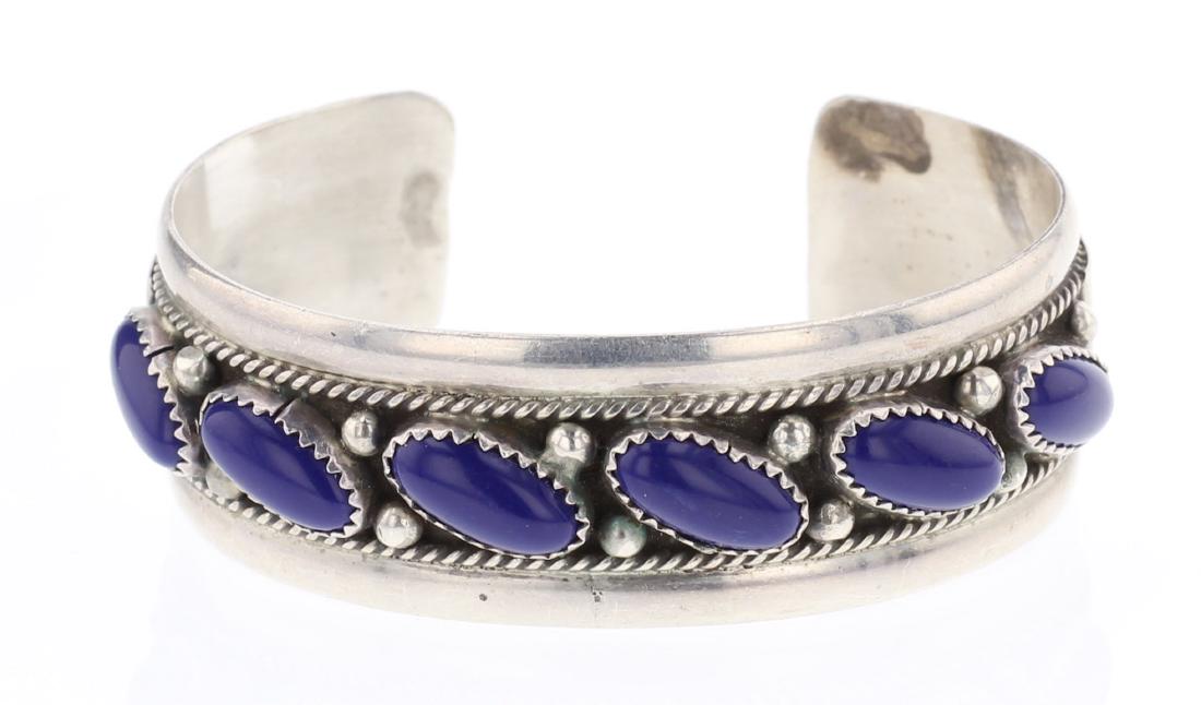 Vintage Lapis Row Cuff Bracelet (1 of 3)