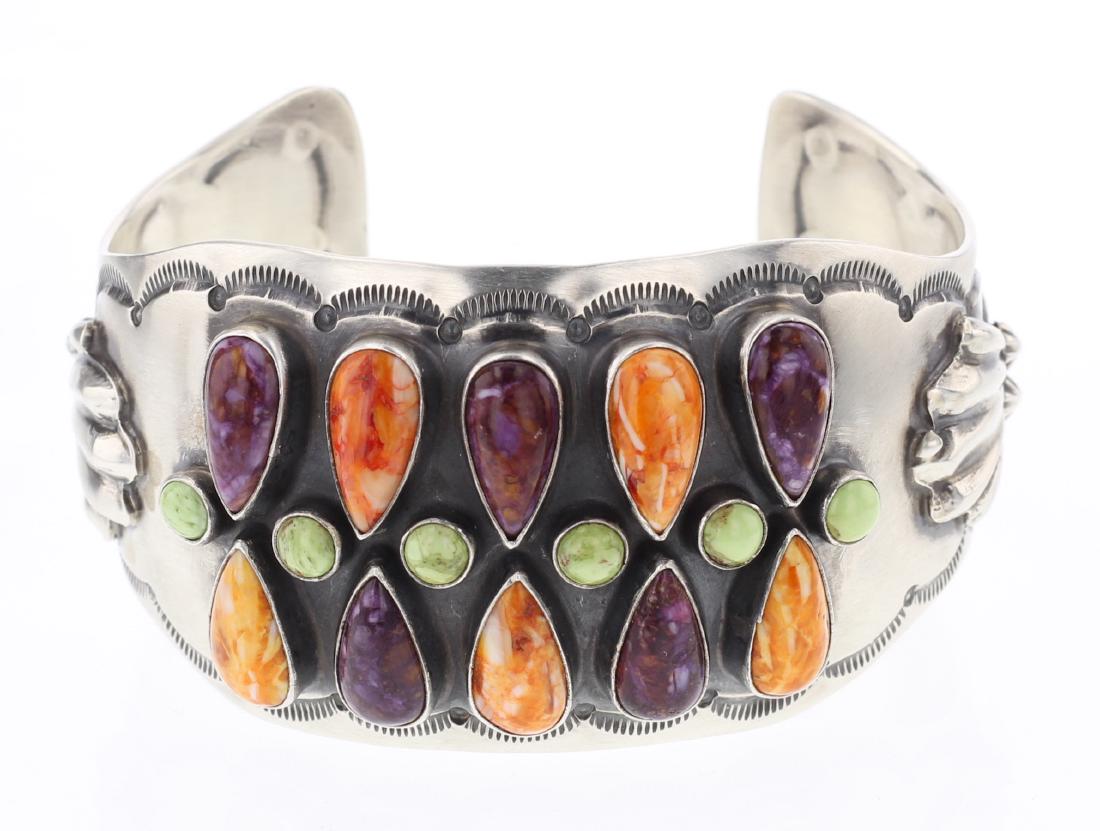 RB Gaspeite & Spiny Oyster Cuff Bracelet (1 of 3)