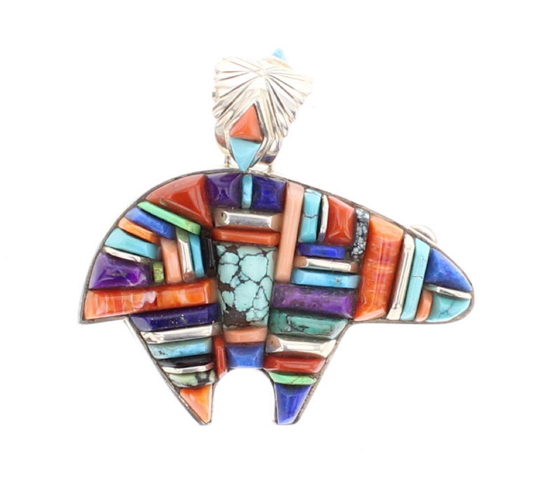 Multi Stone Double Sided Bear Cobble Stone Inlay Side (1 of 2)