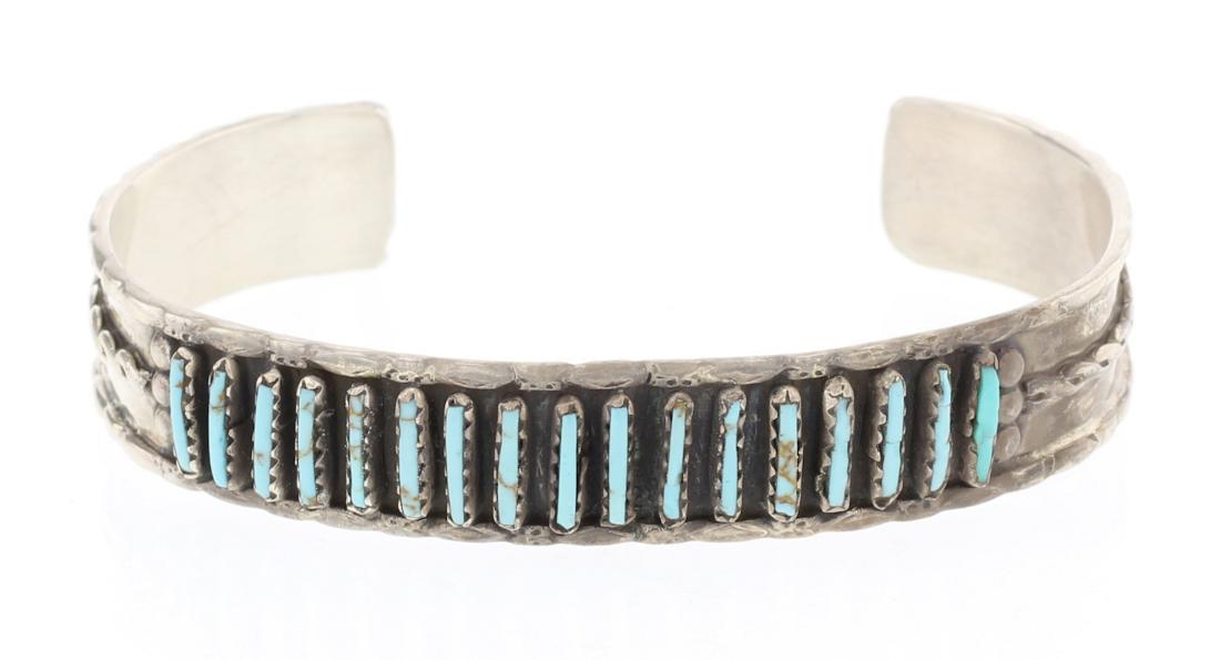 Turquoise Vintage Needlepoint Row Cuff Bracelet (1 of 3)