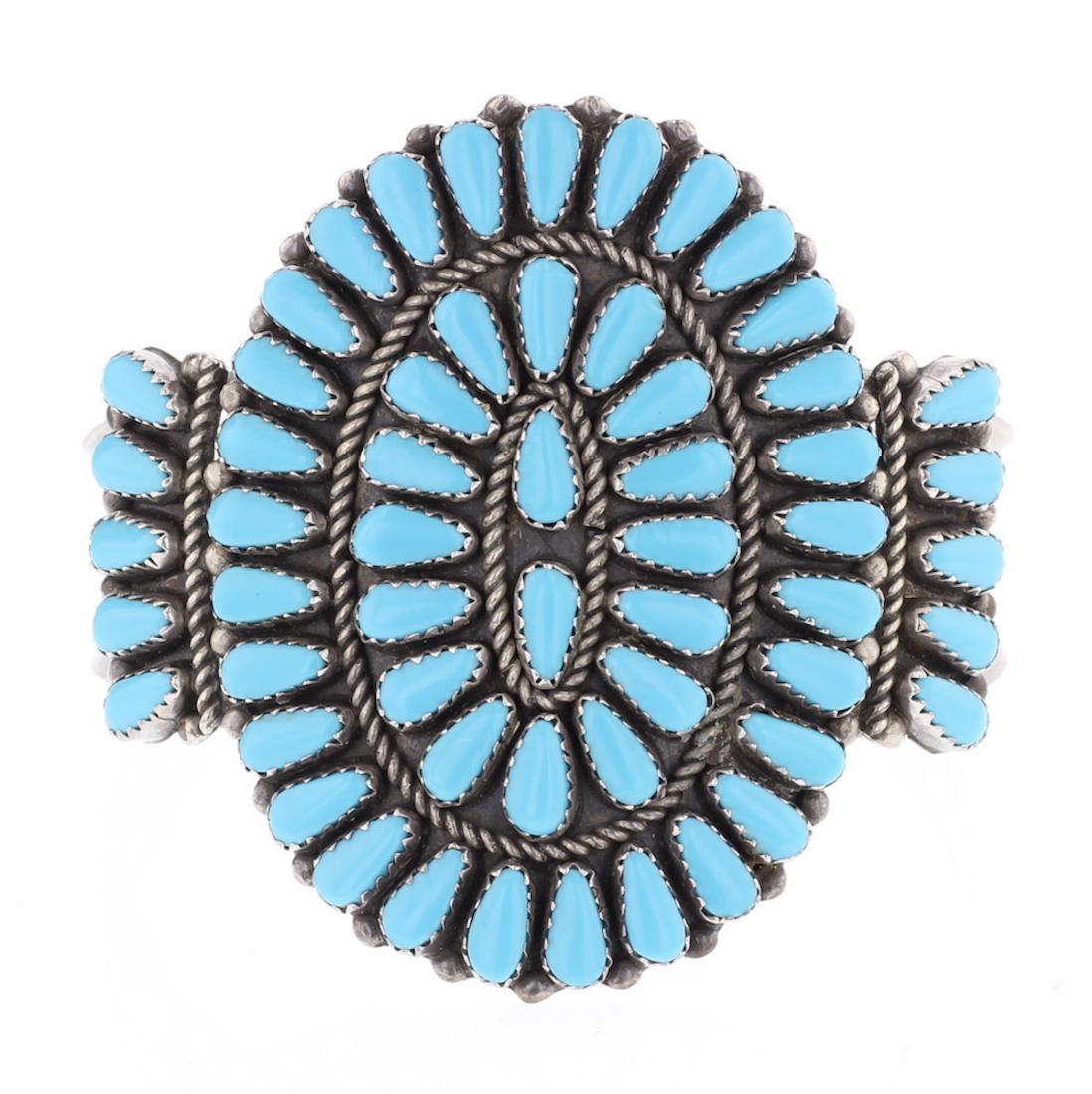 Vintage Block Turquoise Cluster Bracelet (1 of 3)