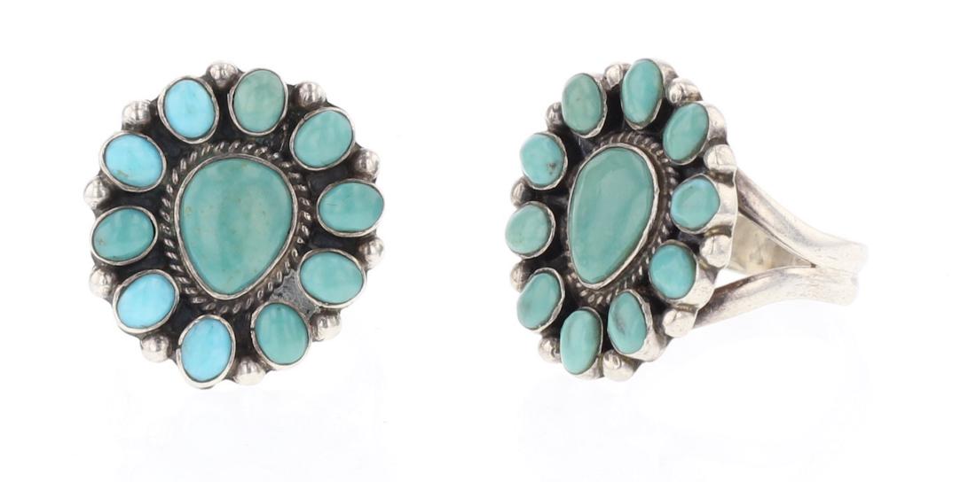 Vintage Turquoise Cluster Ring Set of 2 (1 of 3)