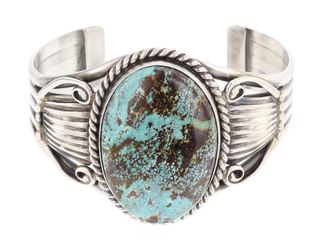 Farah King Turquoise Large Stone Contemporary Cuff (1 of 3)