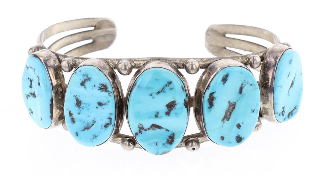 Notah Old Pawn Turquoise Nugget Row Bracelet (1 of 3)
