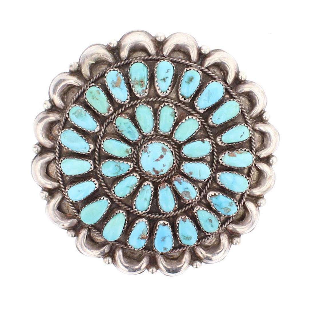 E. Wilson Old Pawn Turquoise Cluster Pin (1 of 2)
