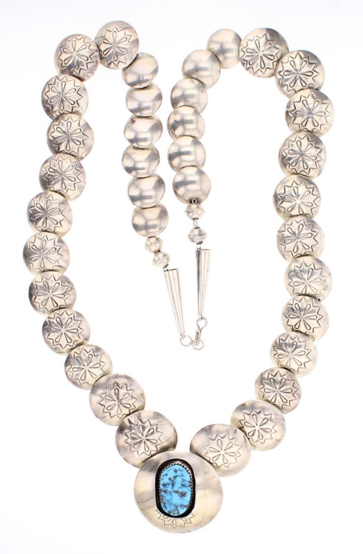 Turquoise Handmade Disc Stamp Necklace (1 of 2)