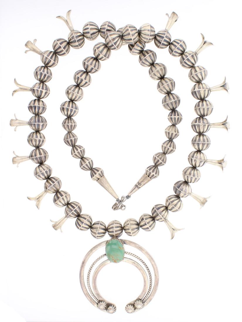 LFK Turquoise Parachute Beads Vintage Squash Blossom (1 of 2)