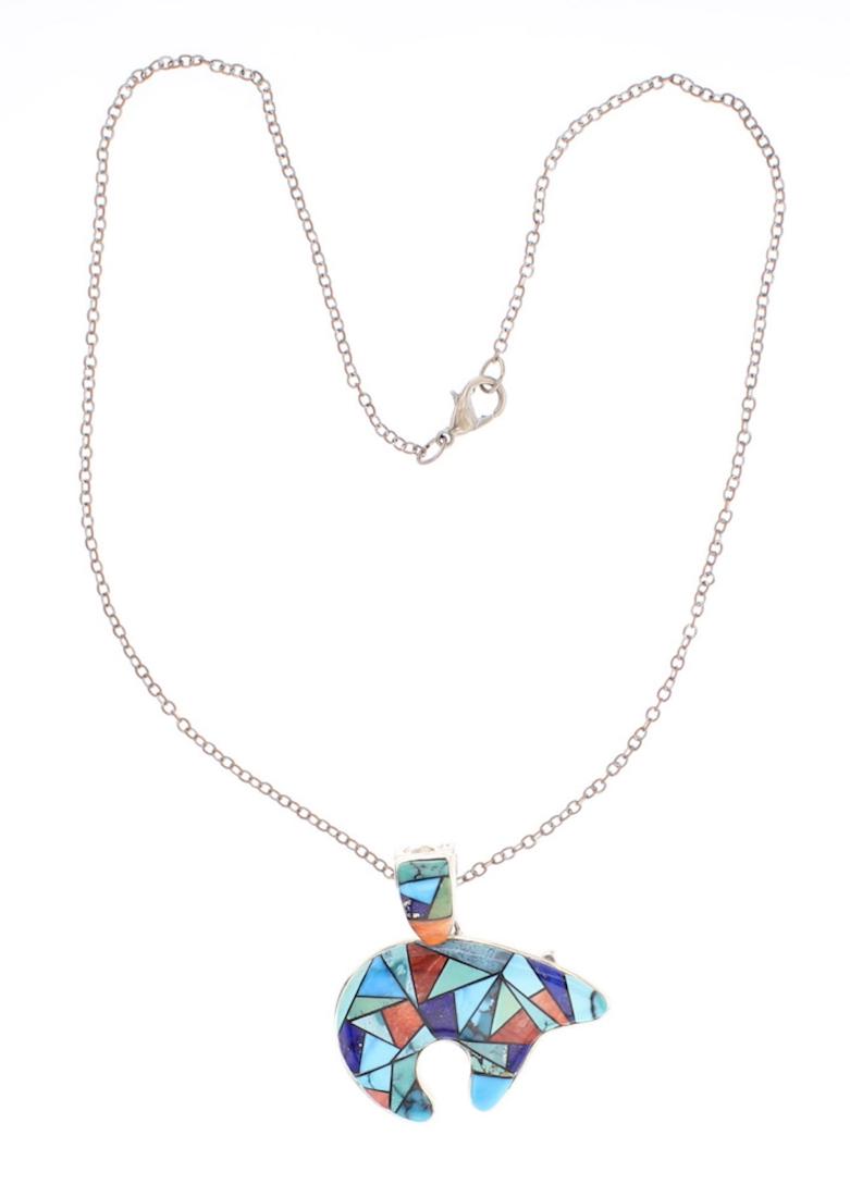 Vintage Double Sided Inlay Bear Pendant (1 of 3)