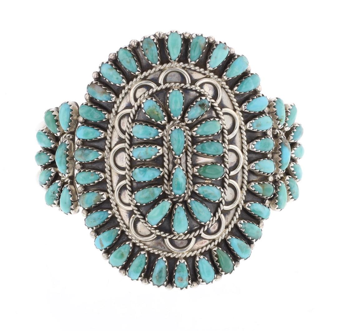 Gerald Mitchell Vintage Cluster Turquoise Cuff Bracelet (1 of 3)