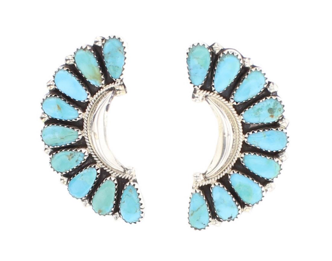 Zeta Begay Block Turquoise Vintage Cluster Earrings (1 of 2)